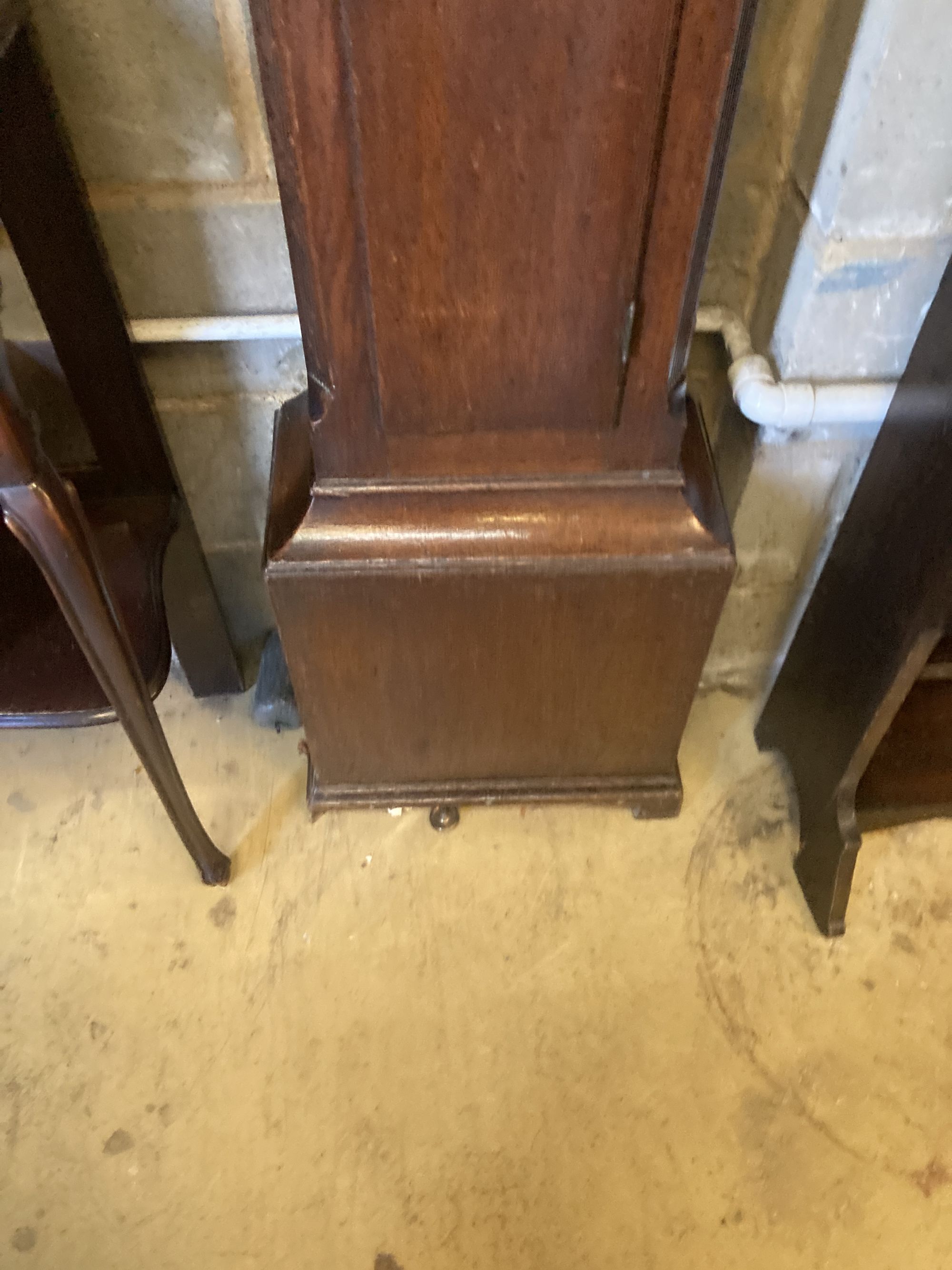 An early 19th century oak longcase clock, height 212cm